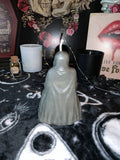 Grim Reaper, pumpkin skulls, dead bride, witch hand crystal ball pillar candles