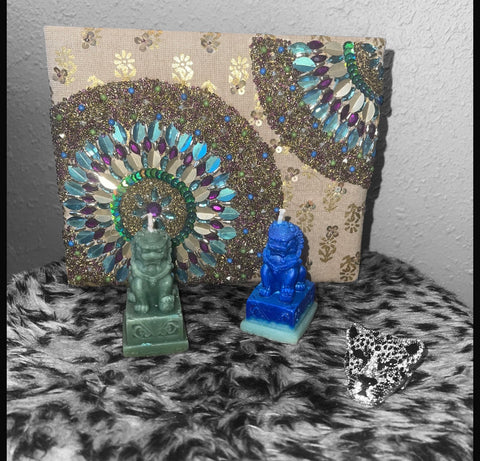 Buddha Chinese Lion Bees Wax Hand Molded Candle